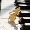 18K Gold-Plated Stainless Steel Guitar Open Ring - Trendy College Style Accessory with Niche Design.