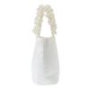 Maison de FLEUR Marie Petal Pearl Ruffled Handle Mini Tote Bag Off-White