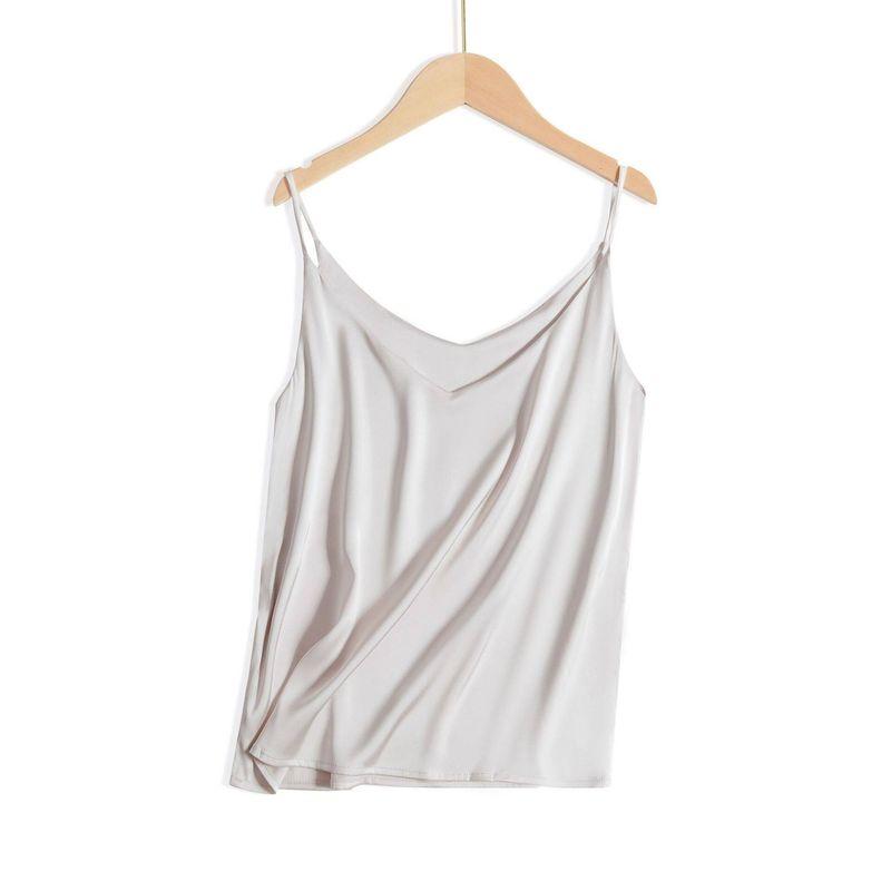 Silk Camisole for Women, V-Neck Spring/Summer Top, Trendy Base Layer, Stylish Acetate Outerwear Tank Top