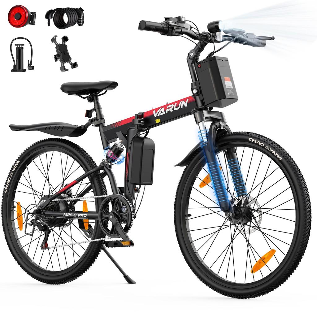 VARUN M26-3 PRO Skládací elektrické kolo, 48V 7,8Ah baterie, Plné odpružení