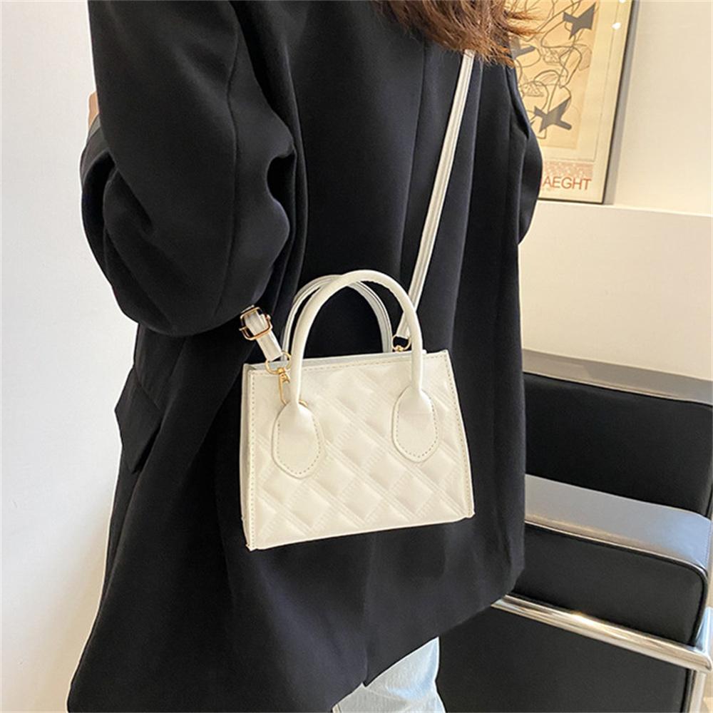 Women's Retro PU Leather Square Crossbody Bag Fashion Solid Shoulder Handbag with Zipper