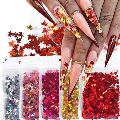 3g/plic Frunze de Arțar Holografice Glitter pentru Artă pe Unghii Paiete Laser Frunză de Arțar Fulg Decorațiuni Manichiură de Toamnă Unghii 3D