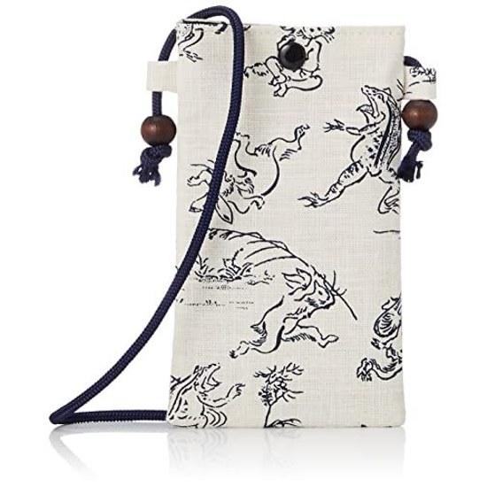 Maruzen Japan-made Pochette Smartphone Small Item Holder Japanese Pattern 11118.5cm Chojugiga Shiro