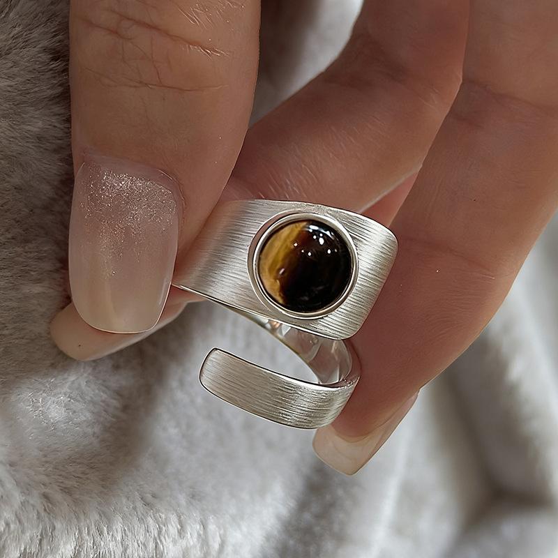 1pcs Fashion Couple Minimalist Handmade Simple Big Stone Rings For Women Fine Jewelry Gift Prevent Allergy