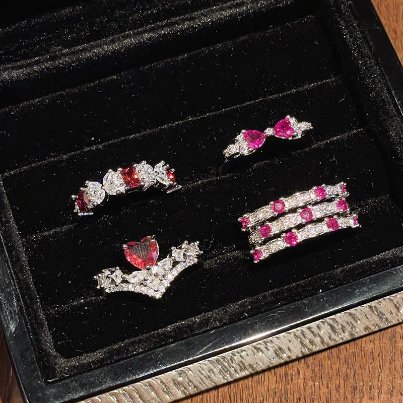 Explosiver Zirkon Rot Zir*****Stift Ring Ring Liebe Nische Leichter Luxus High-End Gefühl Exquisite Elegante Accessoires Damen