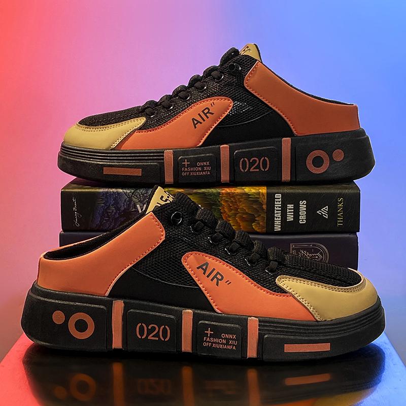 

Летние тапочки. Модная повседневная обувь. Мягкие удобные прогулочные тапочки для родителей и детей. 44 оранжевый/чёрный