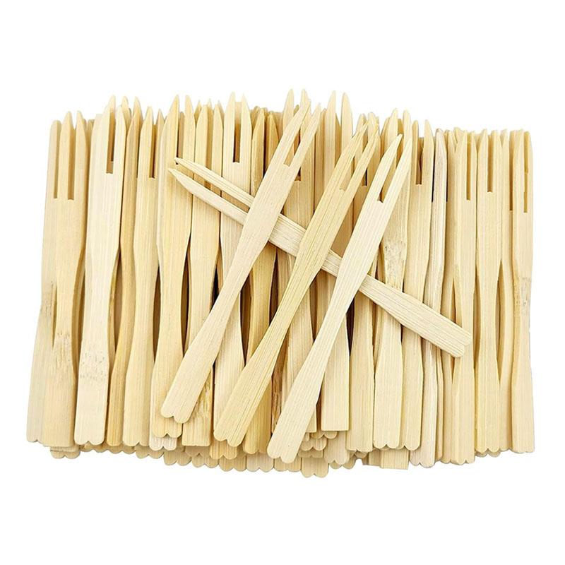 

100/200/500Pcs Bamboo Appetizer Forks, 3.5-Inch Disposable Bamboo Forks for Charcuterie Cocktail - Party Wedding Supplies 100Pcs