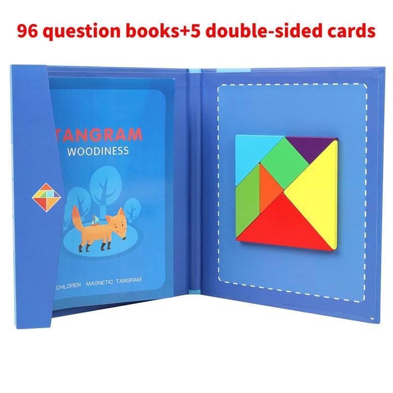 Magnetic Tangram Puzzle With Wooden Material For Childrens Brain Development Education Toy