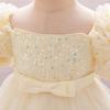 New Sequin Puff Sleeve Princess Dress for Babies and Toddlers with 3D Applique Mesh.