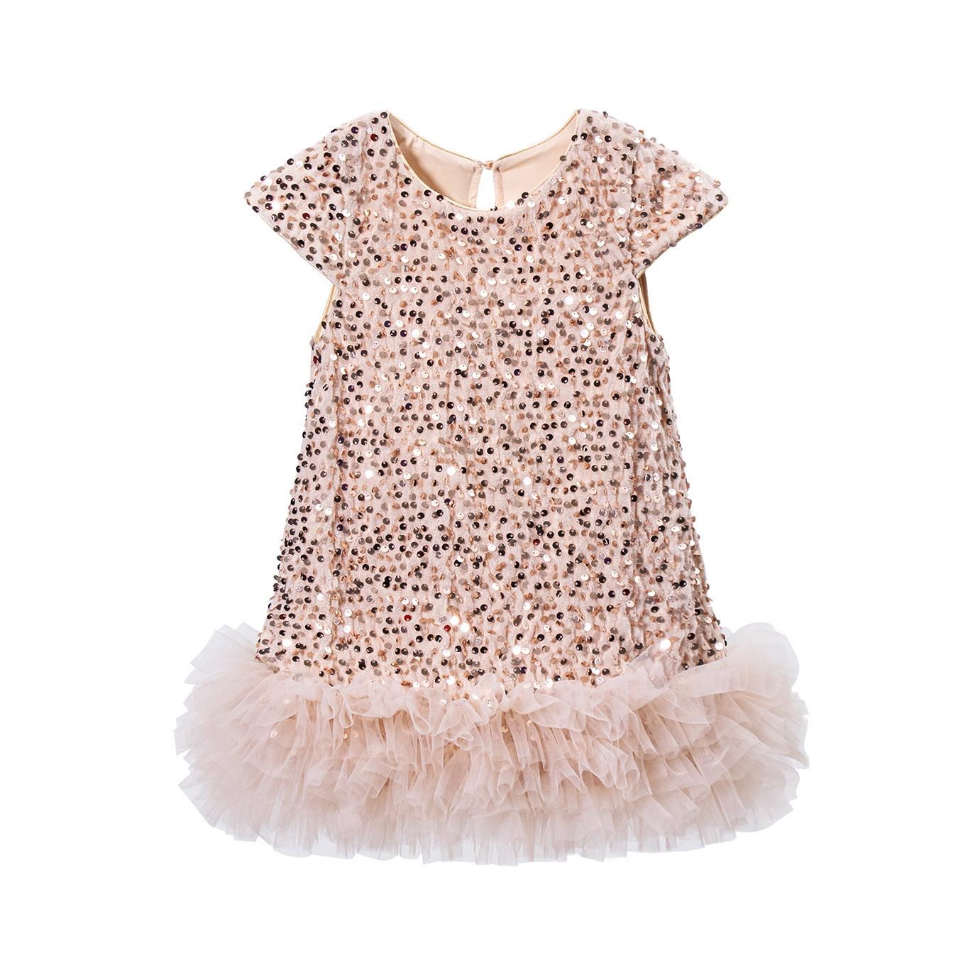 

Осеннее платье-пачка принцессы из сетки с пайетками для детей 90cm