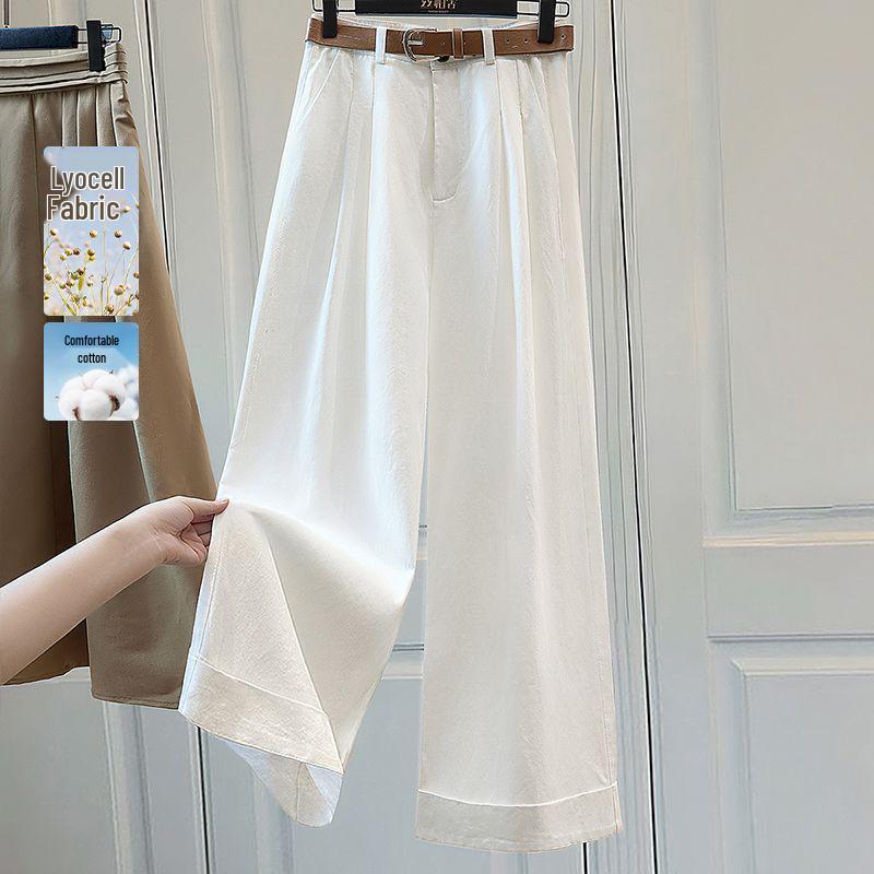 

2026 High-Waist White Wide-Leg Summer Casual Pants XL: 110-120 jin