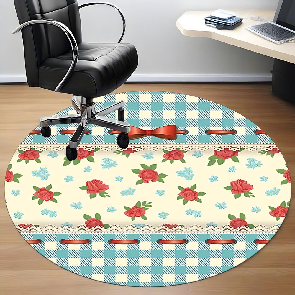 1pc Floral Basket Office Round Rug, Non-slip, Soft and Durable Office Rug for Interior Decoration, Perfect for Office, Beautiful Decoration yy26032406
