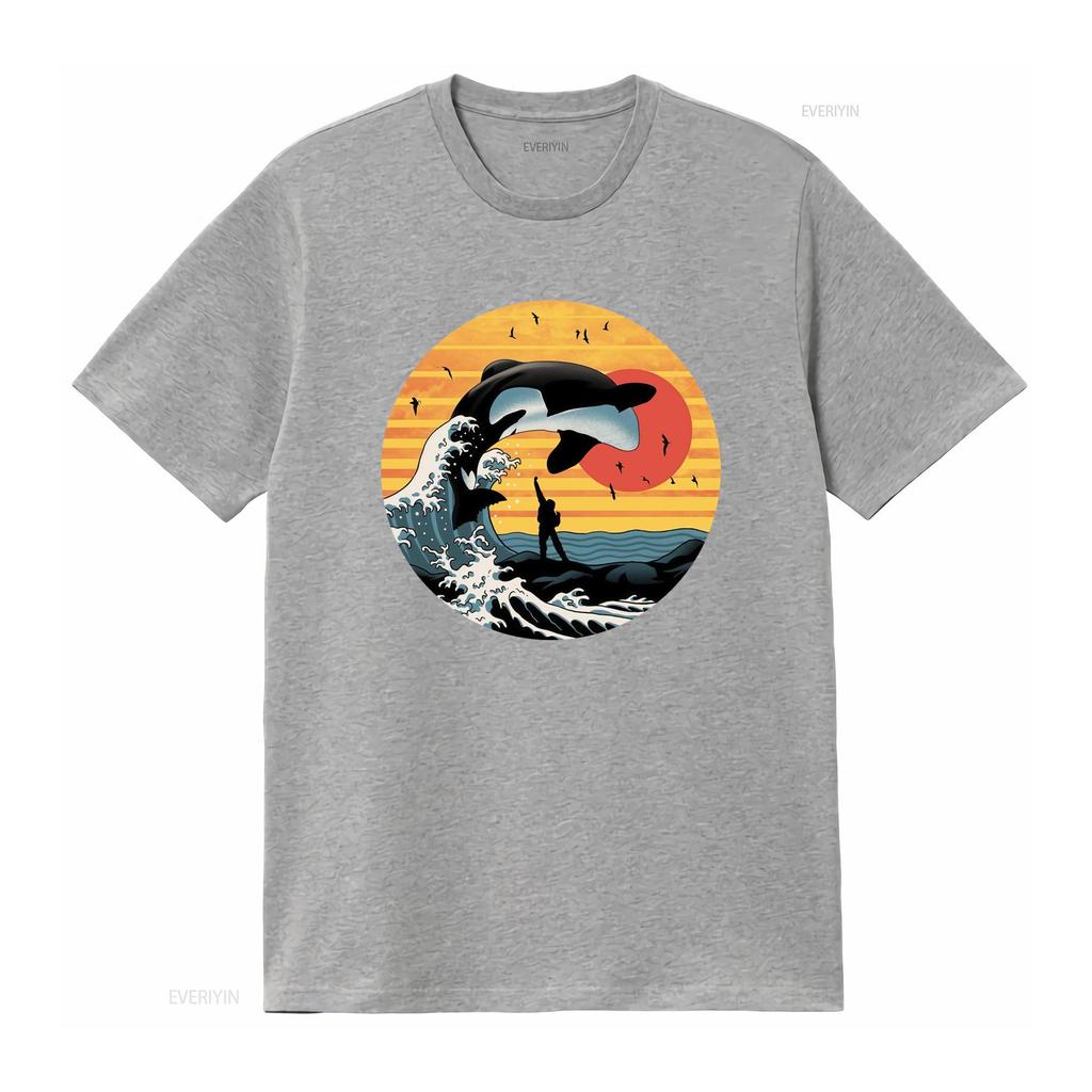 Vintage Free Willy Movie T Shirt Japanese Kanagawa Surf Orca Whale Retro 80s90s Inspired Casual Save Animal Rights Design