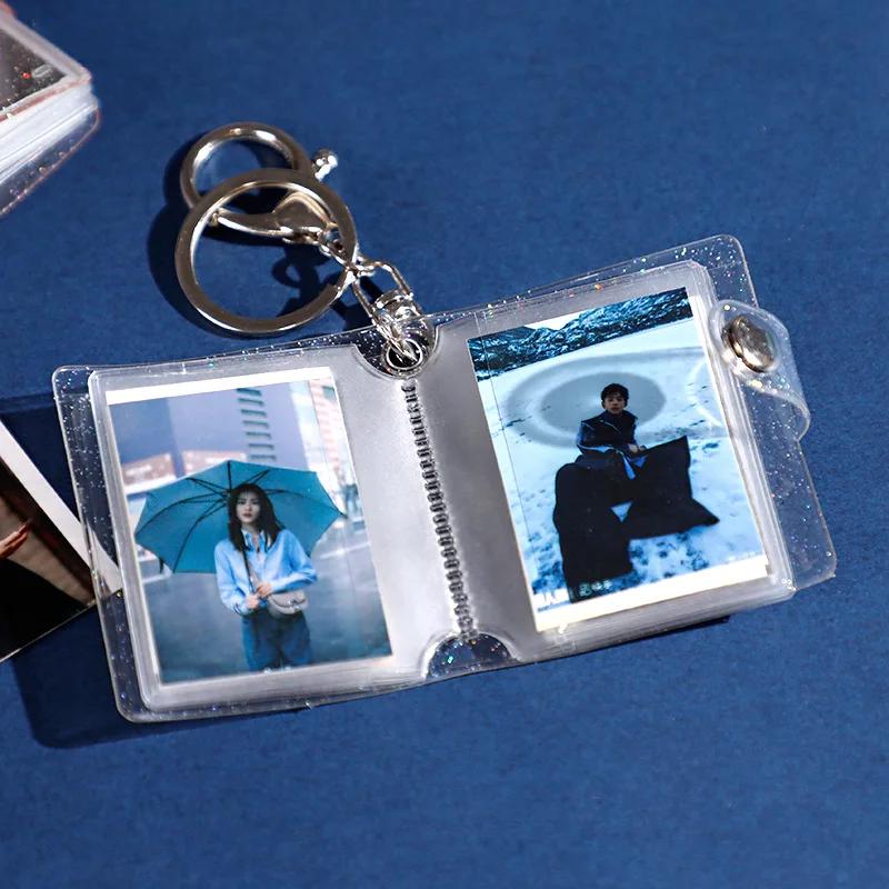 1 Inch 2 Inch Small Photo Album Mini Photos Collect Book Creative Card Holder with Keychain Instax Card Bag Photocard Holder