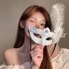 Party Masks Venice Adult Masquerade Princess Mask Female Half Face Sexy Side Flower Ostrich Fluff Masks Festival Event Supplies
