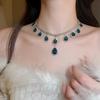 Elegant Rhinestone Tassel Geometric Water Drop Necklace & Earring Set