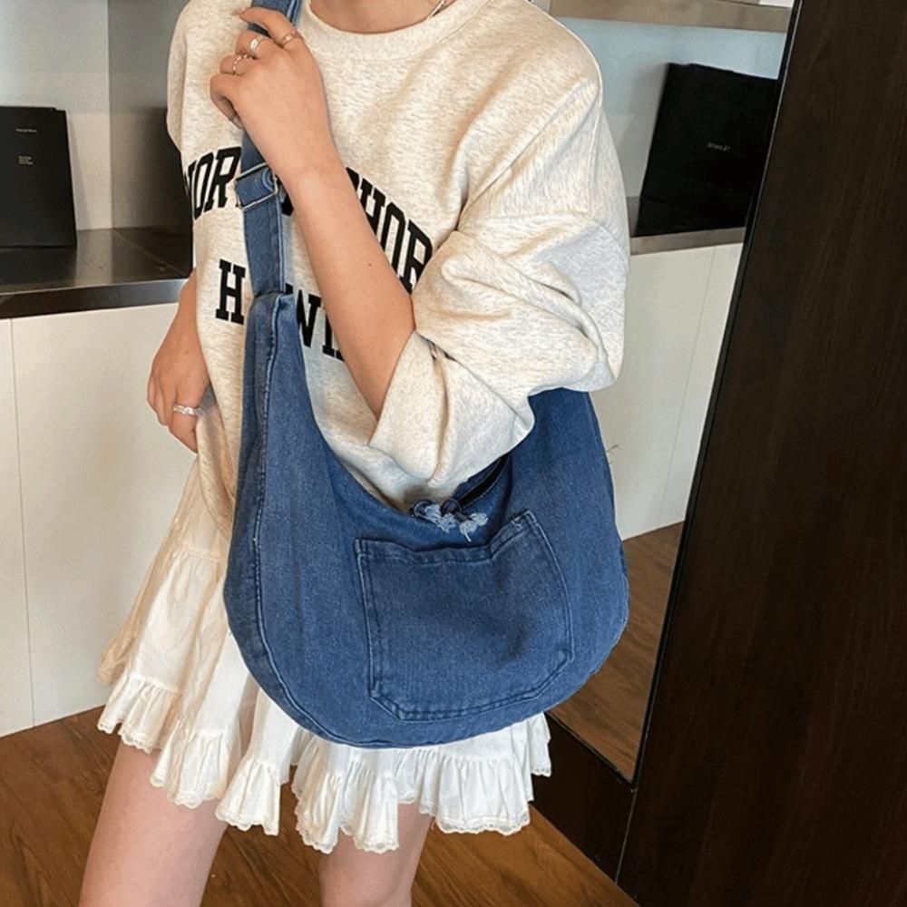 Versatile Denim Shoulder Bag Vintage Satchel Bags Casual Cross Body Bag  Girls
