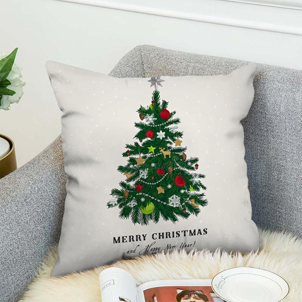 Christmas Tree Pillow Case For Car Sofa Decorative Home Double-sided Print Plush Square Throw Pillow Cushion Cover
