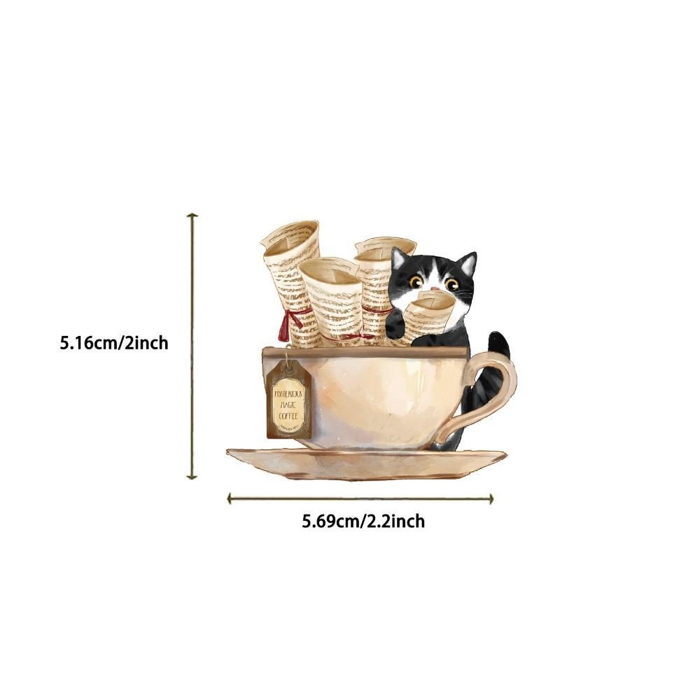 50-Piece Cartoon Magic Cat Café Stickers - DIY PET Transparent Decor for Phone Cases, Luggage, Laptops & Hand Accounts