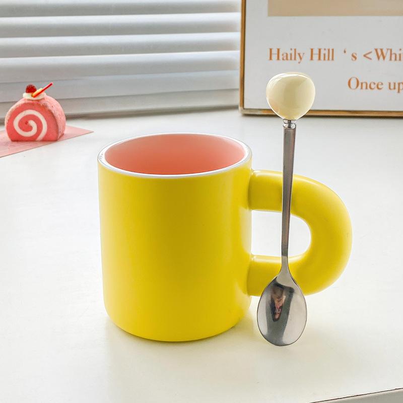 Korean Mug Niche Design Sense Ceramic Cup for Girls' Office High value Coffee Milk Cup