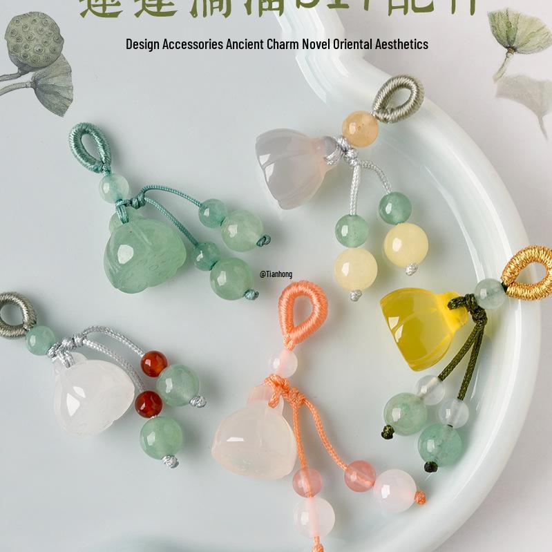 

Хэтяньский нефрит агат подвеска-шарм браслет россыпь бусин White Jade Lotus Seedpod