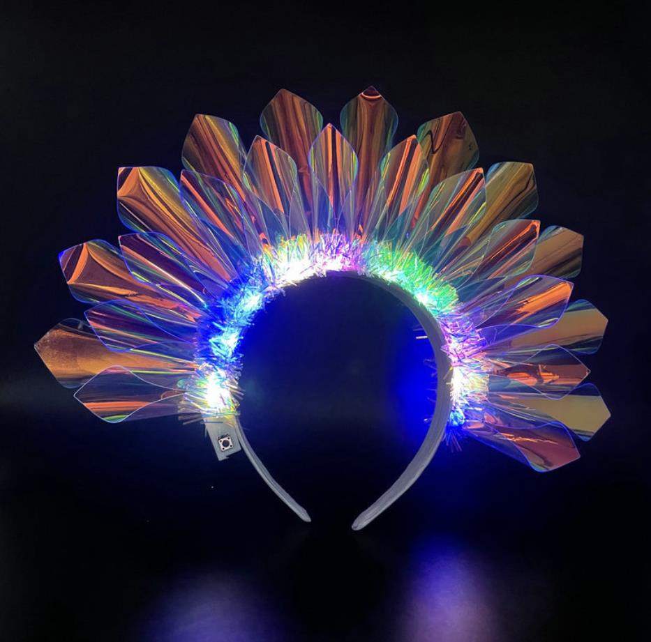 P-35 LED Light up Headband Flash Glowing Hair Band Laser Hair Hoop Tiara Luminous Headbands Nightclub Party Festival Costume