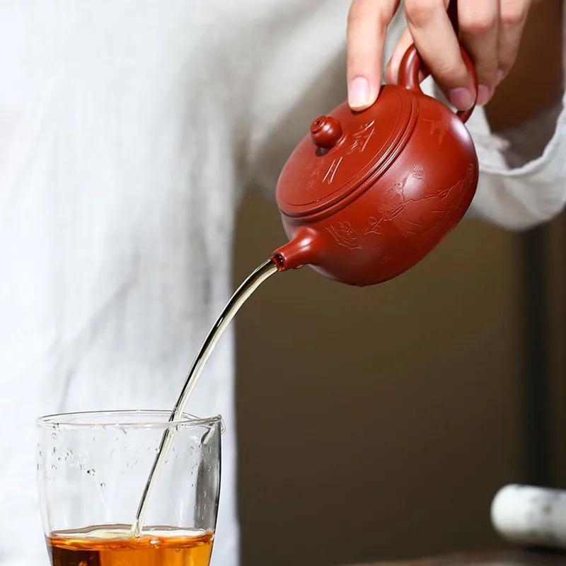 Tetera China de Arcilla Púrpura Yixing de 160ml Famosa Tetera Dahongpao de Mineral Crudo Hecha a Mano Tetera Infusora de Té Hermosa Juego de Té Zisha