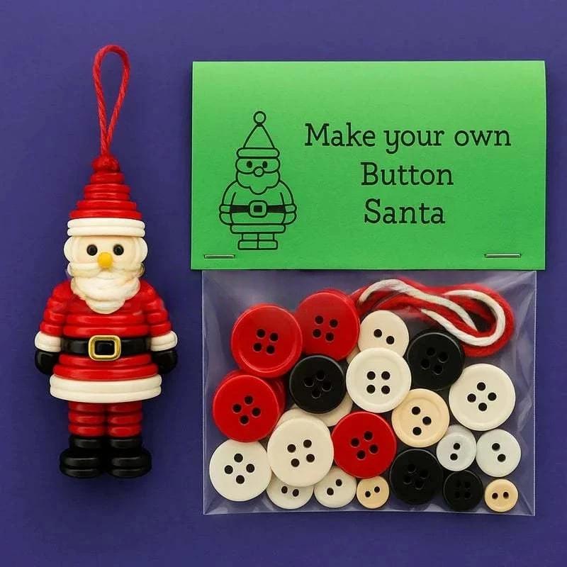 Make Your Own Button Christmas Tree Kit Xmas Crafts Ornament DIY Colorful Button Snowman Hanging Ornament Decorations Supplies