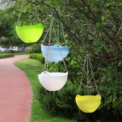 Vaso de flores suspenso com furo de drenagem Cesta de flores com correntes de metal penduradas