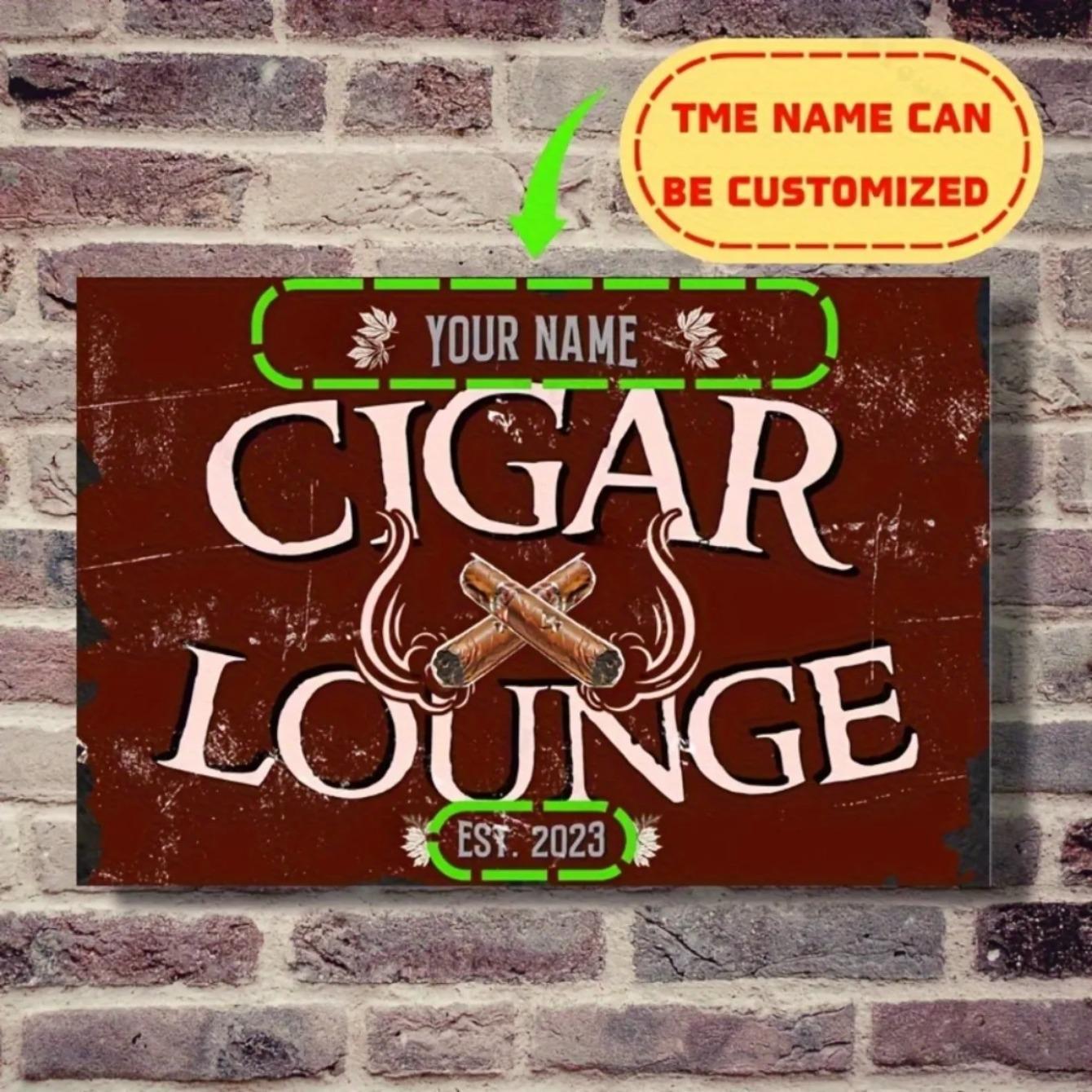 

Personalized Metal Sign Vintage Cigar Lounge Wall Art белый