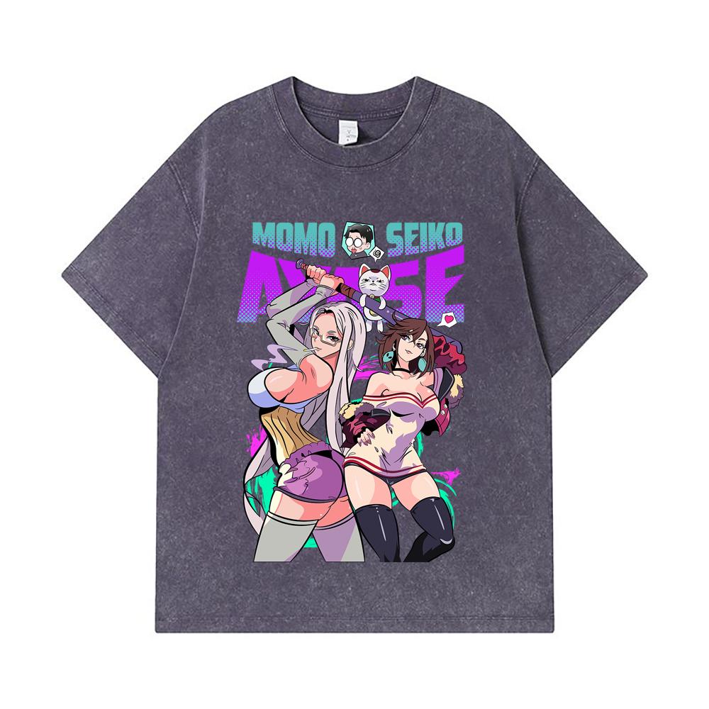 275 GSM Washed T-shirts 100% Cotton Dandadan V22 Momo Seiko Print Unisex Heavy Cotton T Shirt