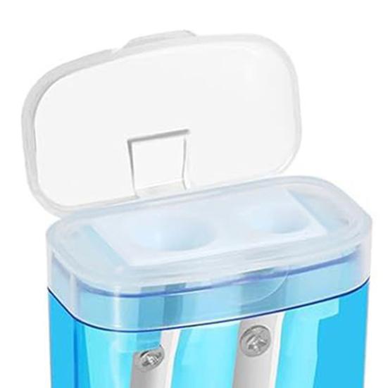 Portable Pencil Sharpener with Lid Dual Holes Pen Sharpener Plastic Manual Students Pencil Sharpener for Classroom Office Home