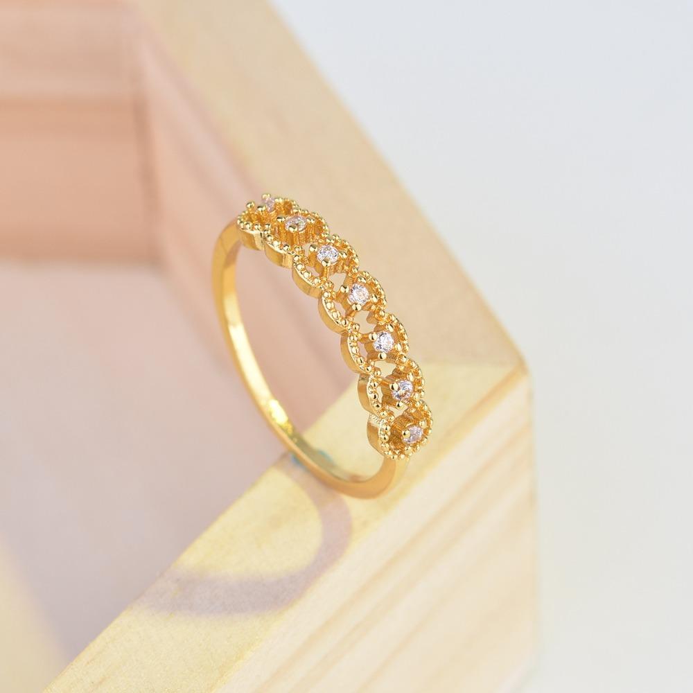 Vintage Grace 18k Gold Plated Simulated Zircon Ring Elegant Lace Design Lightweight for Women no. 5 золотой