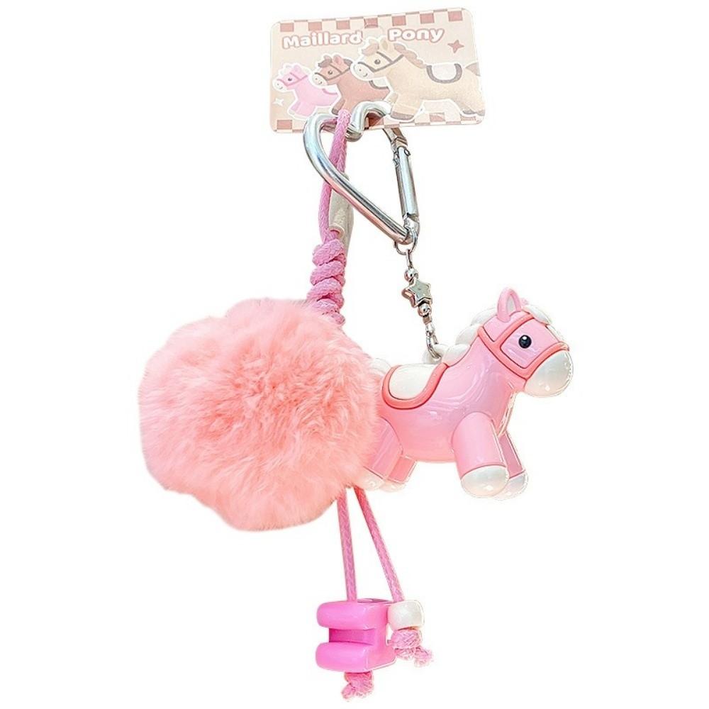 with Ball Plush Pony Keychain Chinese Style New Year Keyring Cute Horse Keychain Year of Charm