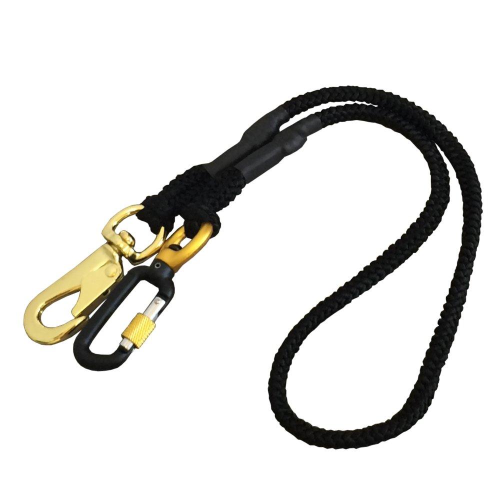 Fujiya Cloth Safety Cord with Lock (Carabiner Type), 5kg Capacity, Black, FSC-5BK-SR