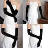 Elegant Black Velvet Bridal Gloves Long Length Soft Arm Gloves for Wedding Operas Theme Costume Event Gathering Wear