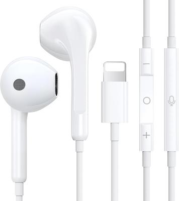 [MFi Certified] Wired In-Ear Headphones for iPhoneiPad with Lightning Connector, Microphone, and Remote Control. Durable and Highly Sound-Isolating.