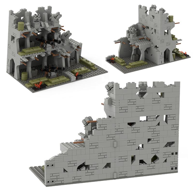 Military Scene Ruined Battlefield MOC Building Blocks Boy 496pcs Assembly War Abandoned Base Educational Model Bricks Toys Gifts