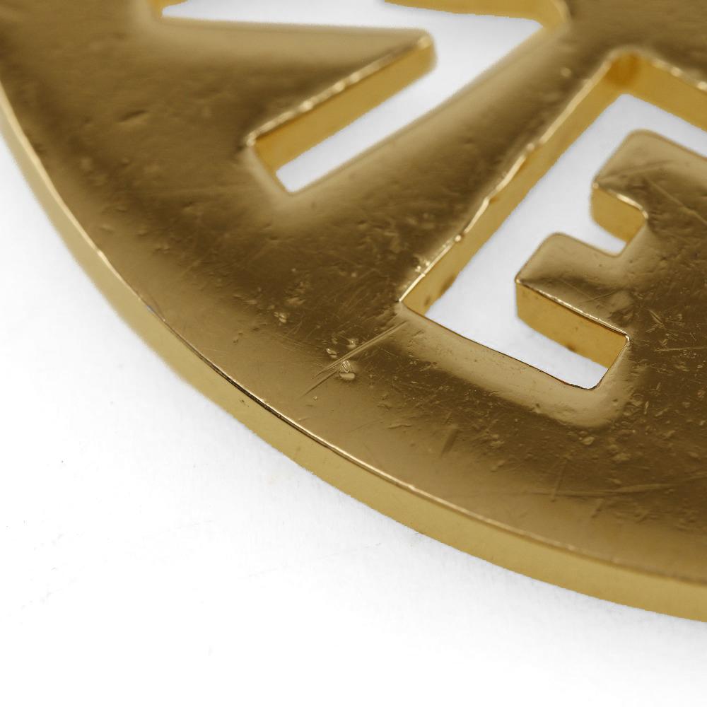 Chanel Round Logo Necklace Vintage Plated Gold 170g Women Used