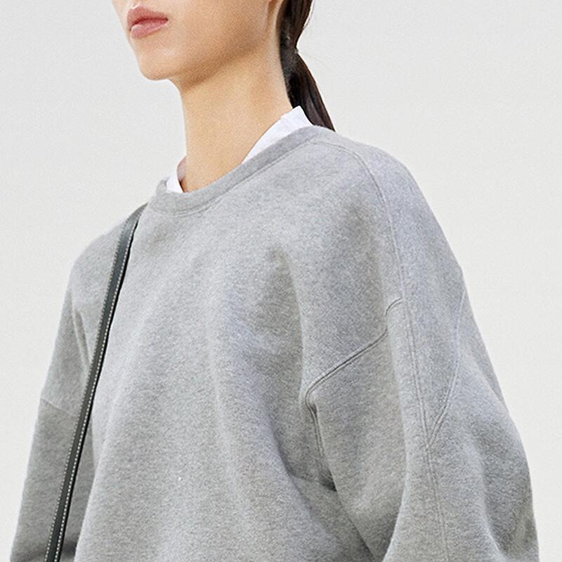 LESS 2025 Spring Cotton Crewneck Pullover Sweatshirt