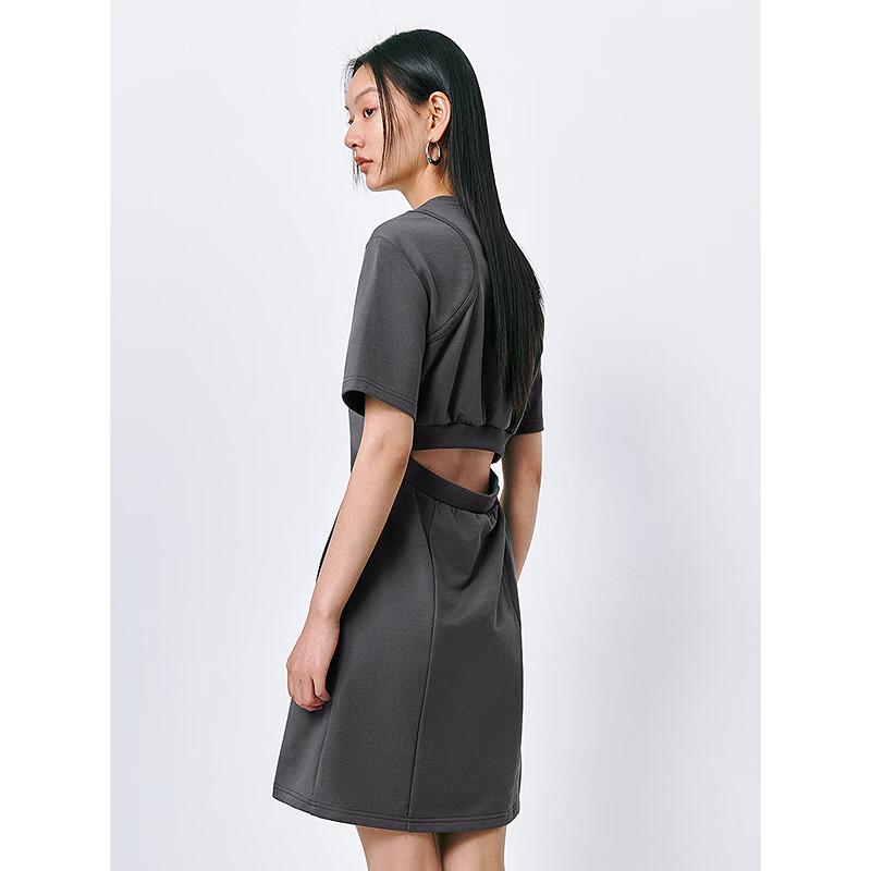 PEACEBIRD Women's Round Neck Backless Short Dress