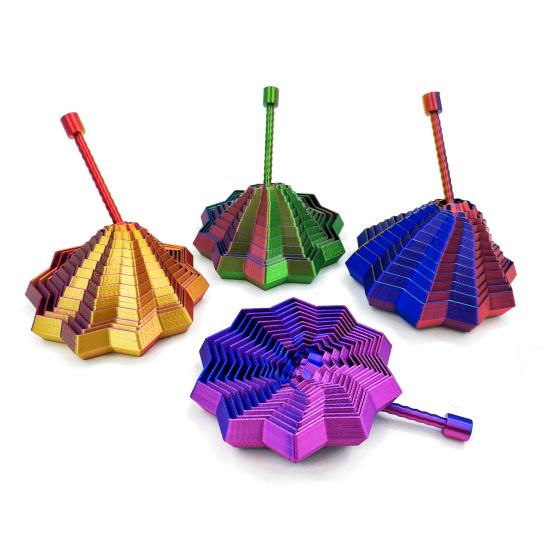 3D Printed Fractal Fidget Star Stress Anxiety Relief Expanded Star Sensory Toy with Handle Whirling Spiral Expandable Star Decompression Toy