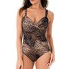 Leaf Print V-Neck Plus Size One-Piece Swimsuit (M-XXL)