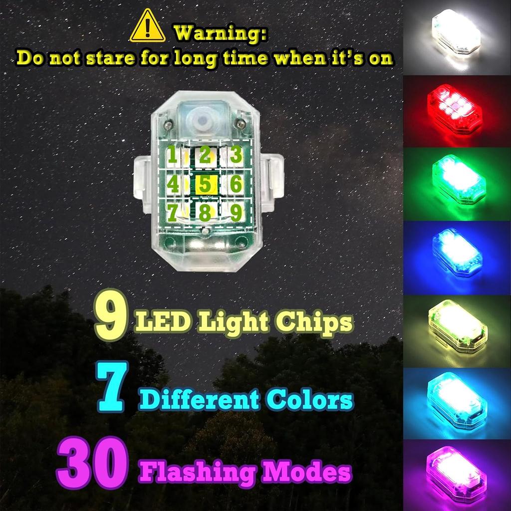 Wireless Strobe LED Lights, 4 Pack, RGB Emergency Warning Lights, USB Rechargeable, 7 colors 30 Flash Modes, High Brightness, For Car Motorcycle