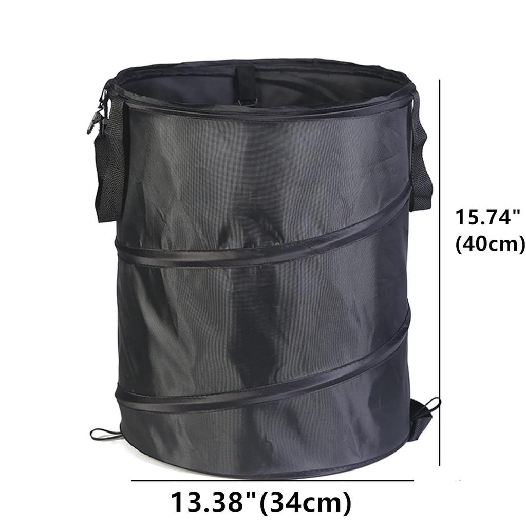 Black Collapsible 10 Gallon Pop Up Garbage Can for Camping, Outdoor, Travel