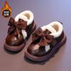 Girls cotton shoes leather shoes 2025 winter new girls velvet warm princess shoes children soft-soled beanie shoes