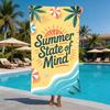 Hallo Sommer Cartoon Strand Element Druck Strandtuch Sandfest Pooltuch Sommer Schwimmen Outdoor Picknick Fitnessstudio Camping Reise Nutzung