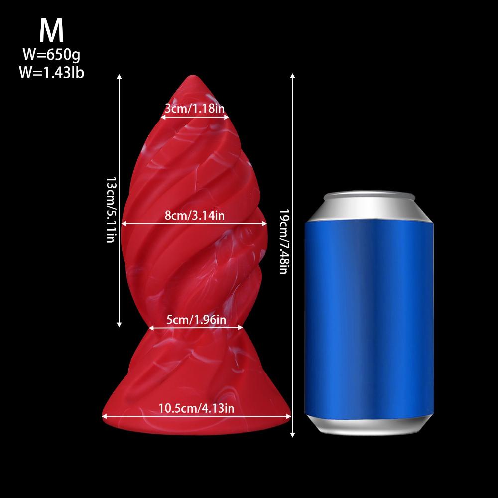 Large Ribbed Anal Plug - Rotatable Base for Easy Insertion, Silicone Anal Sex Toy for Men & Women