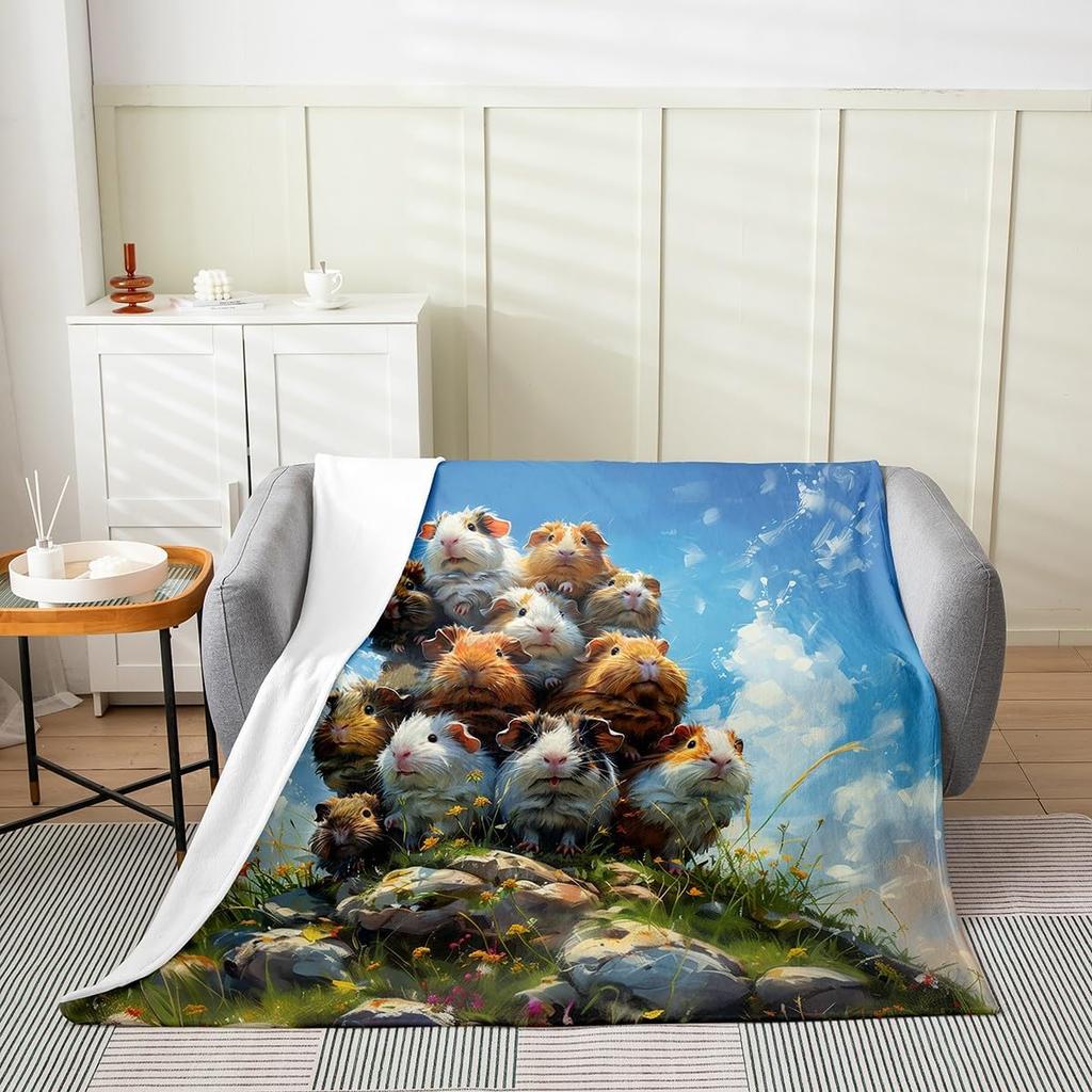 Stars Print Throw Blanket Cute Star Pattern Soft Breathable Fleece Blanket Watercolor Geometric Fuzzy Blanket for Sofa Bed Couch