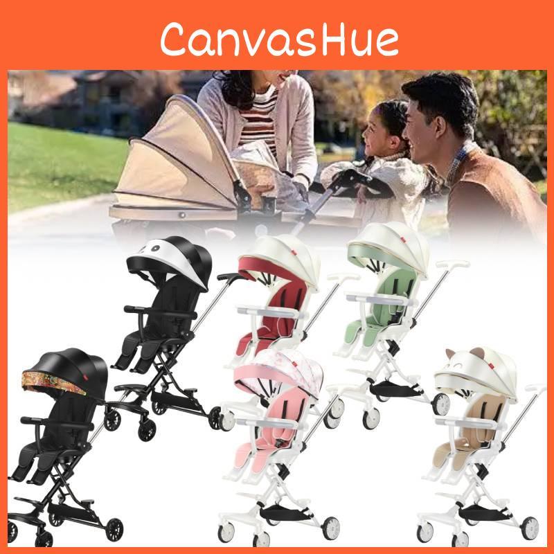 Collapsible Four Wheeled Baby Stroller Lightweight Foldable Convertible Seat
